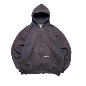 Vintage Blk/Brown Full Zip Carhartt Hoodie Thermal Waffle